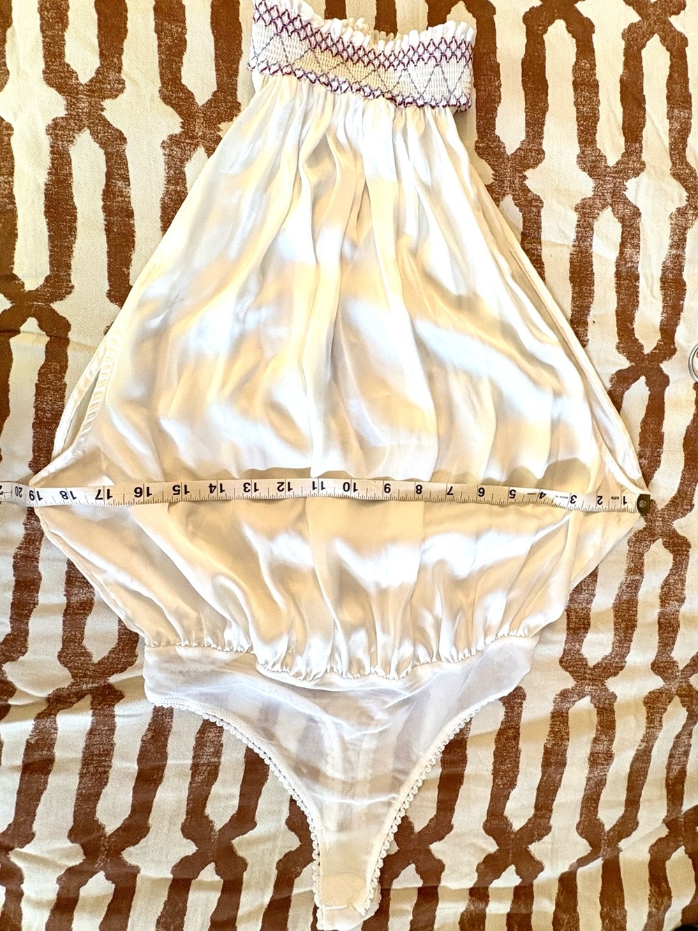 Intimately Free People Silky White Smocked Halter Bodysuit